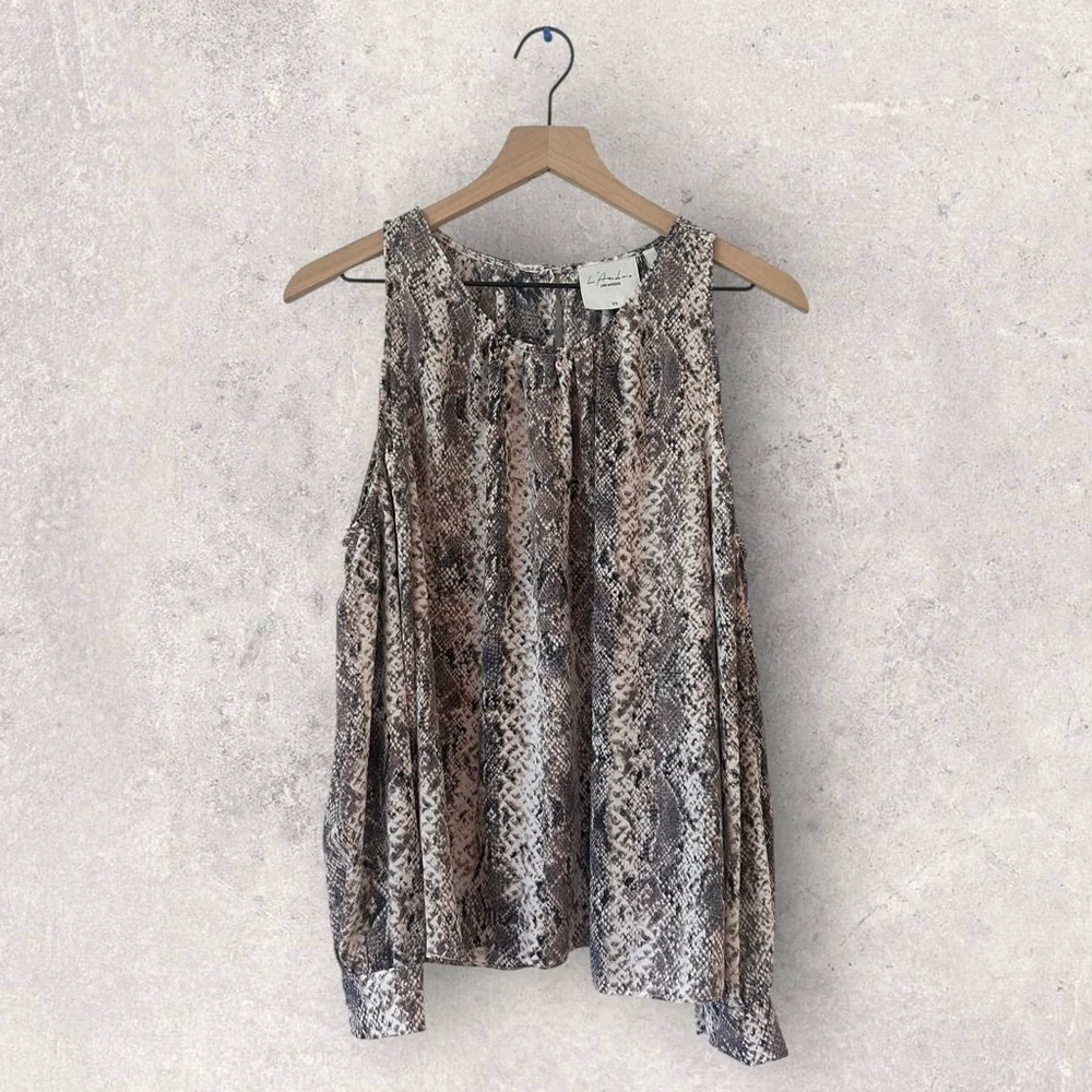 Revolve L’Academie Los Angeles Snakeprint Cold Shoulder Top Size XS